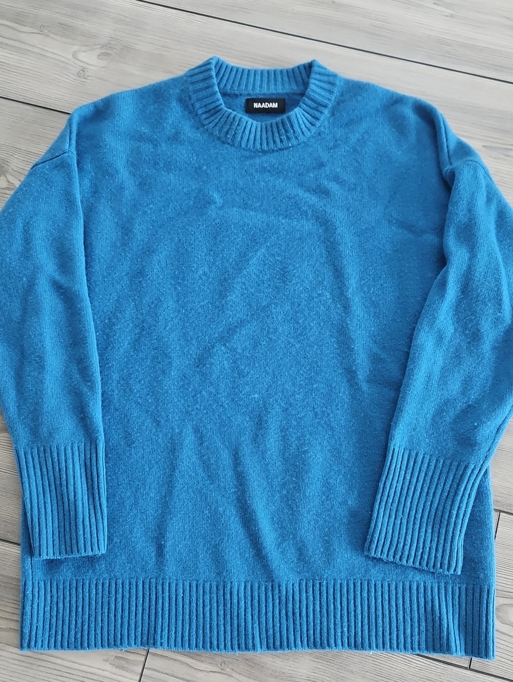NAADAM Luxe cashmere oversized crewneck sweater in cadet blue size medium